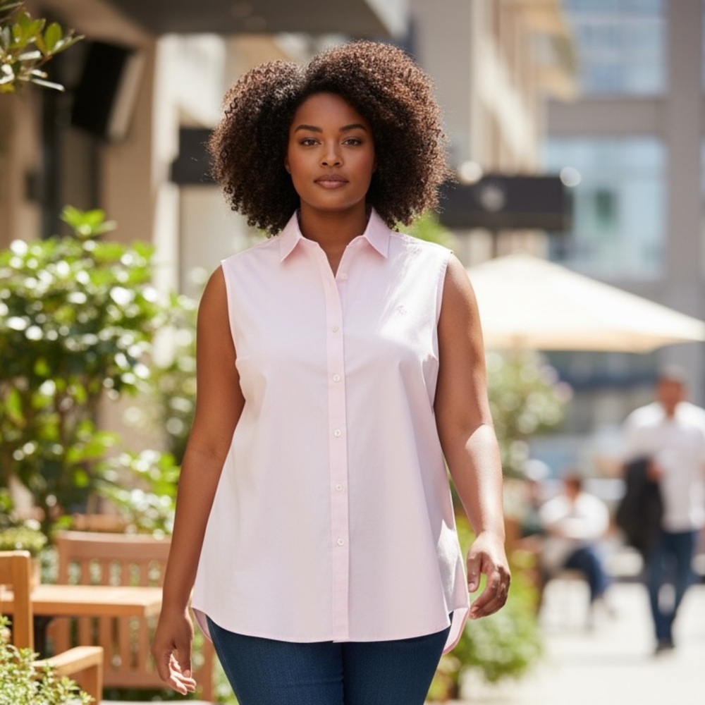 Ralph Lauren Light Pink Sleeveless Button-Down Shirt XL